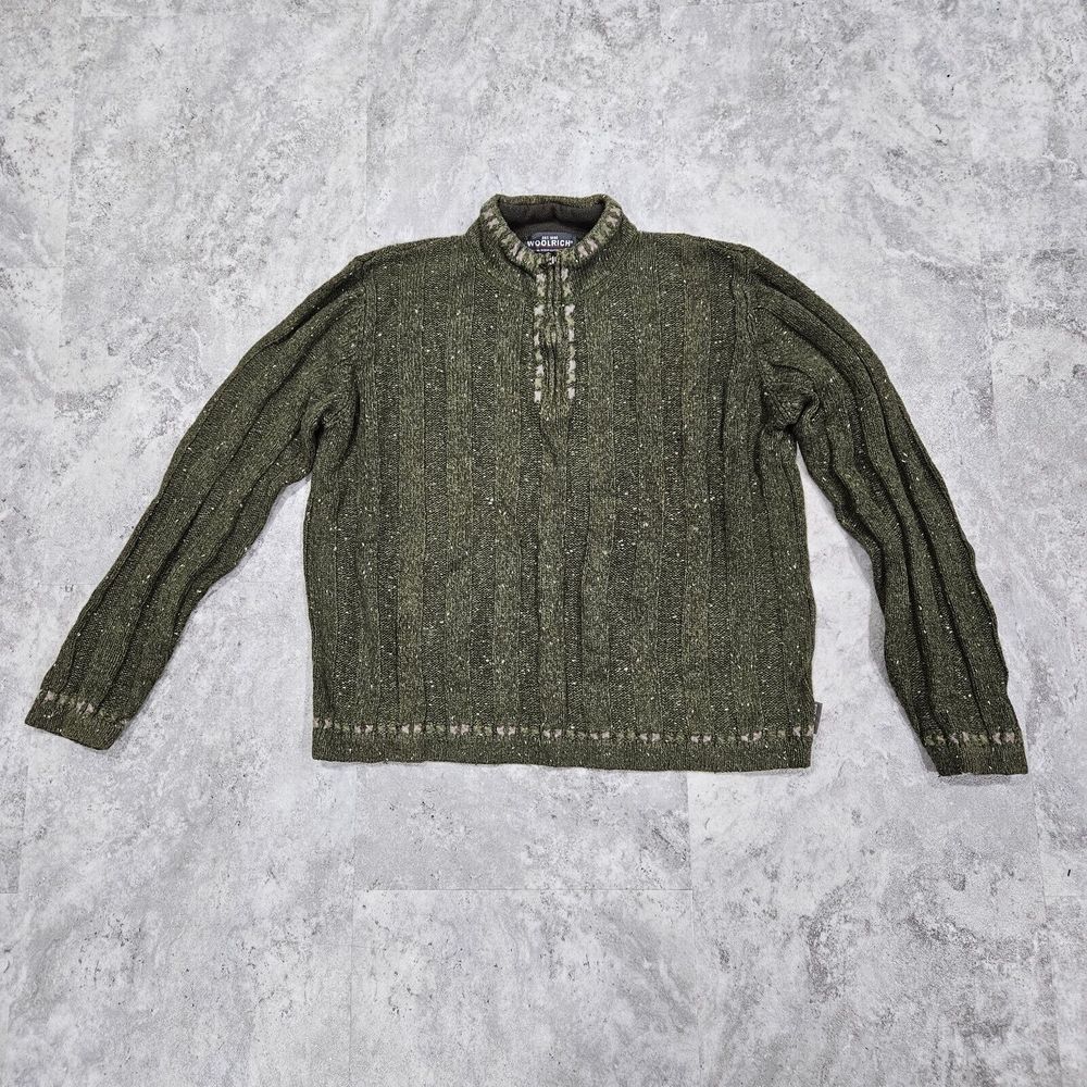 Woolrich‎ Sweater Womens Large Green Quarter Zip Pullover Sweatshirt
